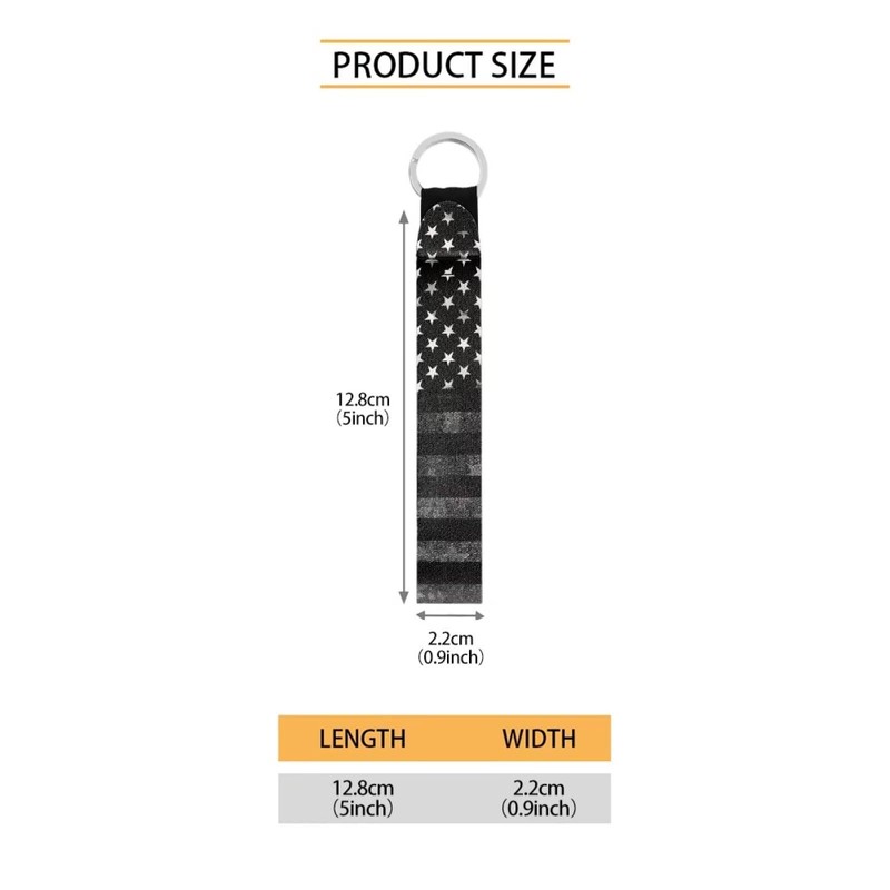 SEANATIVE Black US Flag Auto Decorative Keys Chain with Metal