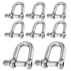 KOHAND 8 Pcs M10 D Shackle, 3/8 Inch Stainless Steel D Ring Shackle with Screw Pin Anchor, Heavy Duty Clevis Marine Shackle Lock Clips for Rope Chain Link and Outdoor Indoor Application