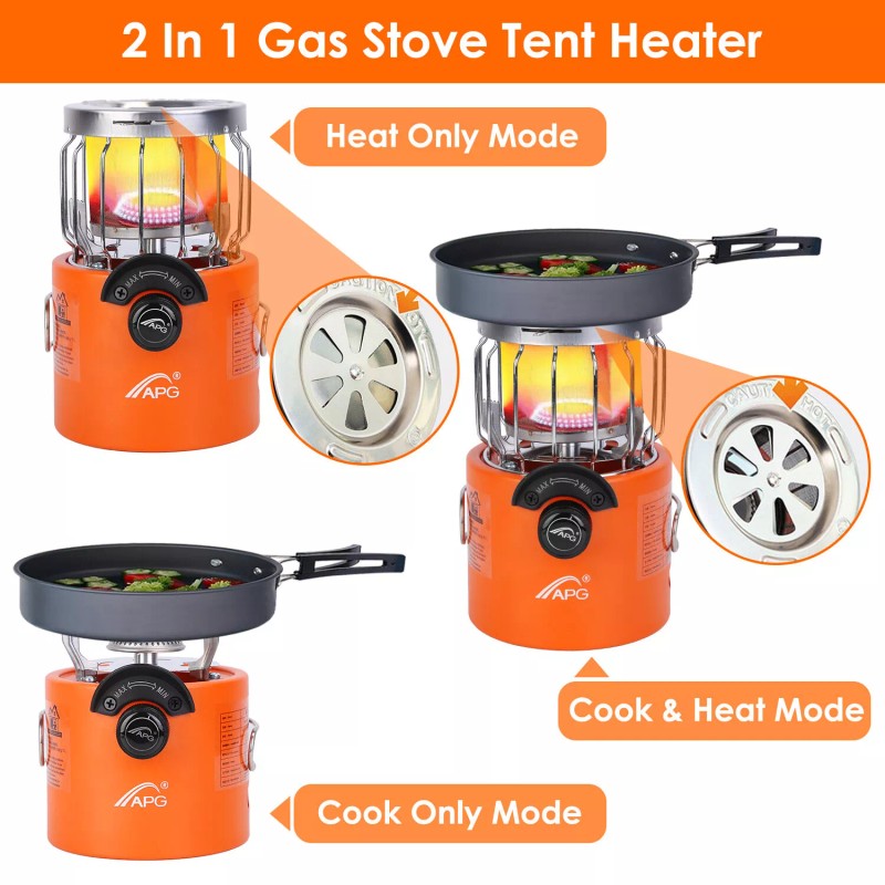 APG 2000W 2 In 1 Camping Stove Tent Heater Gas