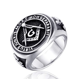 Chandler Stainless Steel Masonic Ring for Men, Vintage Freemason Symbol Masonic Rings, Hip Hop Retro Religious Biker Ring Jewelry Gift for Men Boys (9)