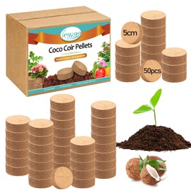 Legigo 50 Pcs 50mm Organic Coco Coir Pellets for Plants- Compressed Coconut Coir Potting Soil, Coco Fiber Pellets Coco Coir Soil for Planting, Garden, Bonsai, Herbs, Flower & Vegetables
