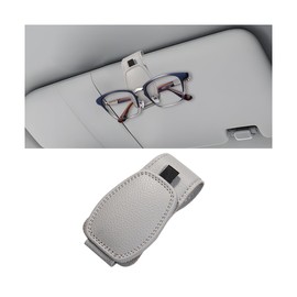 Zpana Sunglasses Holders for Car Sun Visor, Leather Magnetic Vehicle Sun Glasses Ticket Card Hanger Clip, Automotive Interior Eyeglass Mount Accessories, Universal for SUV Sedan Truck (Gray)