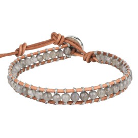 KELITCH Women Wrap Bracelets Gray Agate Bead Bracelets Charm Bangles Fashion Jewelry