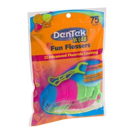 DenTek DenTek Kids Fun Flossers, Removes Food & Plaque, Wild Fruit Flavored Floss Picks, 75 Count, 6 Pack