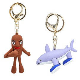 Gtzzot Viral Italian Brainrot Costume Animal Keychain - Tung Tung Tung Sahur, Tralalero Tralala Shark in Sneakers for Collection & Play (Shark&sahur)