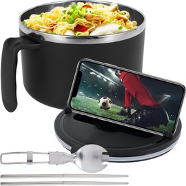 TKSDWBLTY Rapid Ramen Bowl with Filterable Lid 1200ml Ramen Noodle Bowl with Spoon Chopsticks Ramen Cooker Bowl with Handle Dishwasher Safe Noodles Cooker Bowl for College Dorm Home Office