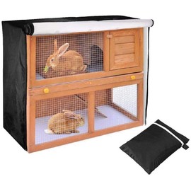 Rabbit Hutch Cover UCARE 4ft Double Rabbit Cage Dust Cover Waterproof 210D Oxford Cloth Bunny Hutch Covers Accessory for Poultry Cage