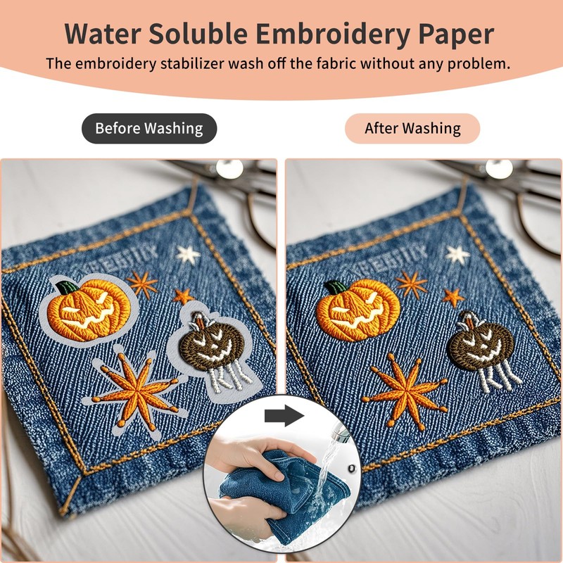 Embroidery Paper Wash Away 8.5x11 Inch, 10 Sheets Dissolvable Embroidery