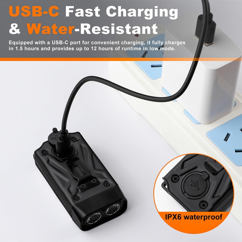 Ciwuzxs EDC Flashlight Clip-On Light, Mini Keychain Flashlight, 7 Lighting