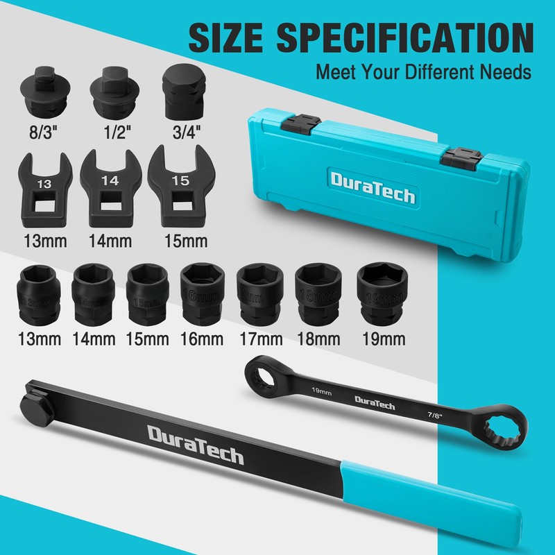 DURATECH 15-Piece Universal Ratcheting Serpentine Belt Tool Set, Belt Tensioner