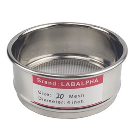 LABALPHA 20 Mesh Lab Sieves, Test Sieve #20 Mesh, 4'' Diameter, 304 Stainless Steel Wire Cloth (0.9mm)