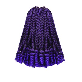 7 Packs 10 Inches Goddess Box Braid Crochet Hair With Curly Ends Ombre Purple Hair Extensions For Black Women and Baby Kids(10 Inch-7Packs,T1B/PURPLE)