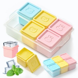Silicone Freezer Molds 12 Pack,Individual Large Ice Cube Molds, Reusable Food Cube Tray with Lids, Stackable & Single Ice Cube Tray,Yoghurt Freezer Molds,Easy to Pop-Out & Clean (Macaron Color)