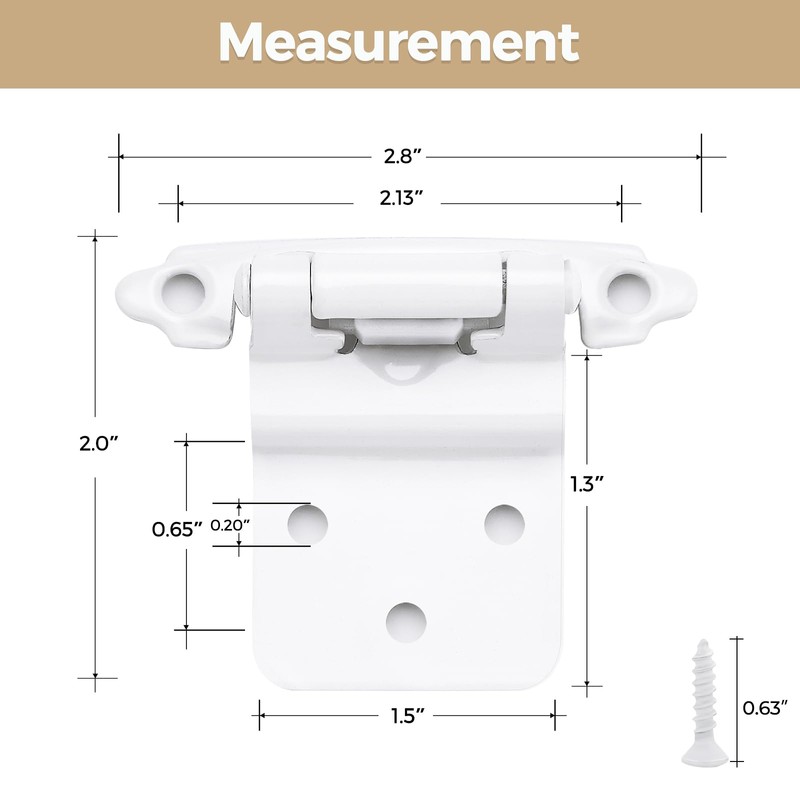 40 Pack 20 Pair White Cabinet Hinges - 3/8 inch