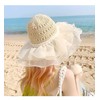 [NAMEOF] オーガンジーフリル 帽子 レディース 麦わら帽子 ハット ストローハット レディース UVカット 日除け帽子