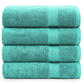 LANE LINEN Bath Towel Sets for Bathroom - 100% Cotton Bathroom Towels, Quick Dry Luxury Bath Towels for Bathroom, Gym Towels for Sweat, Shower Towels, Luxury Bath Towels Set of 4 (28" x 54") - Teal