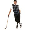Men's Golf Outfit-Blk Knickers,Cap, Blk, Gry, Lt Gry Sweater,Socks32M