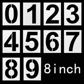 Zucosue 8 Inch Reusable Number Stencils 0-9, Plastic Painting Templates for Warehouse Marking, Loading Dock, Parking Space & Address Number Stencils