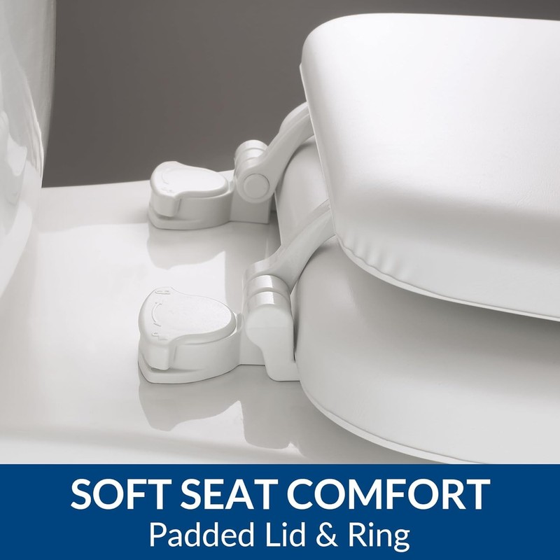 Plexon Padded Toilet Seat, Cushioned Soft Vinyl over Wood Core