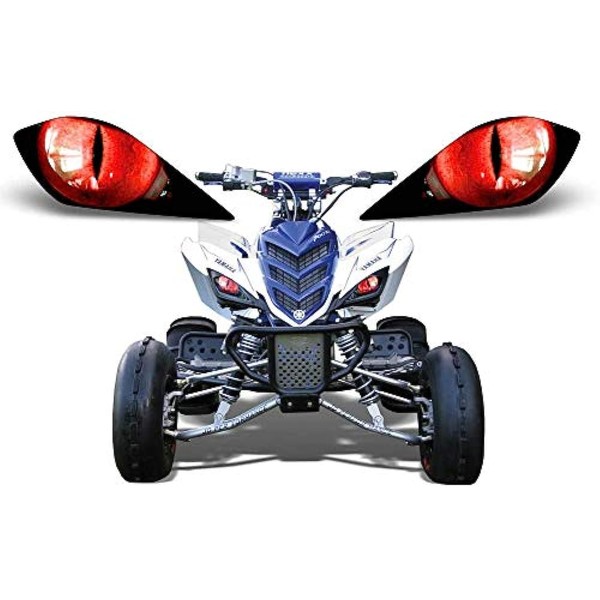 AMR Racing ATV Headlight Eye Graphics Decal Cover Compatible with Yamaha Raptor 700/250/350 - Eclipse Red