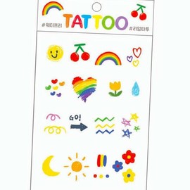 타투스티커 레인보우 무지개컬러 데일리포인트 감성데코 패션 스티커 Tattoo Sticker Rainbow Color Daily Point Emotional Deco Fashion Sticker