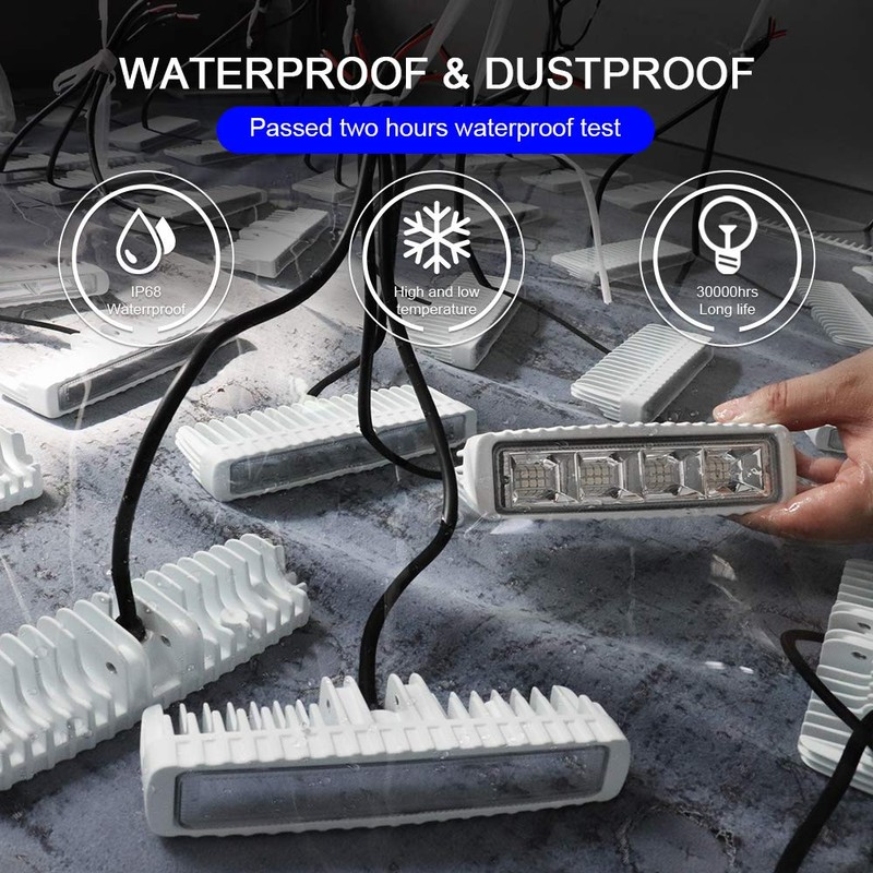 EXZEIT Waterproof Led Boat Lights, Blue Light,2 pc 72W Deck/Dock