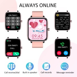 Choiknbo Smartwatch for Women - Call, Fitness Tracker, Heart Rate & Sleep Monitor, 1.69" Touch Screen, Waterproof - For Android & iPhone, Pink