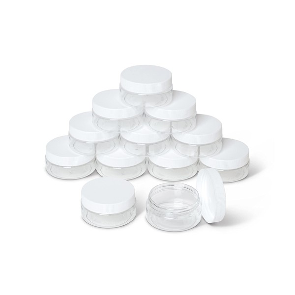 Contenedores MHO | Contenedores de PET transparentes, rellenables, tapa de rosca blanca, sin BPA ni parabenos, 3.5 onzas (100 ml) — Juego de 12