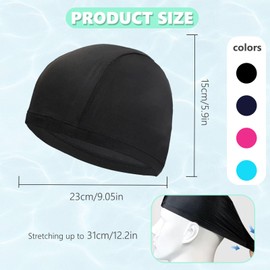4 Stück Unisex Elastische Badekappen, Bequemer Stoff Schwimmkappe, Komfortable Stoff Badekappe, Schwimmhaube Weiche Hochelastisch und Strapazierfähige für mädchen Lange Kurzes Haar Herren Kinder