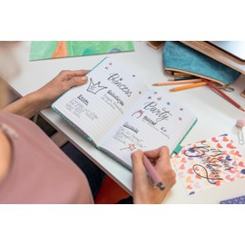 Sigel JN139 Notebook A5 Lined Medium Blue Diary Jolie Hard Cover Elastic Band Pen Loop Slip Pocket Vegan Sustainable Paper