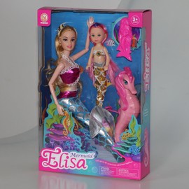BYCICI Mermaid Doll with Little Mermaid Toys for Girls Age 4-7 and Seahorse Playset
