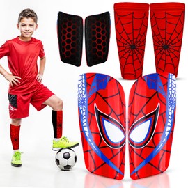 SAGA SPORTS Unbreakable Spider shin Guards Soccer Kids Includes Sleeves Soccer Shin Guards Youth, & Adults | Vibrant Colors, Lightweight & Durable shin Guards Youth | Ideal Gift (Mini)