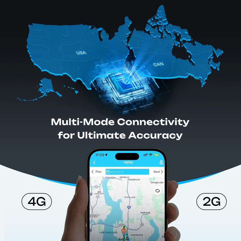 4G LTE GPS Tracker USA/Canada Coverage Multi Alerts with Car