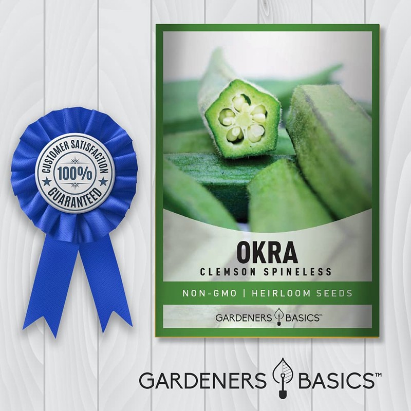 Gardeners Basics, Okra Seeds for Planting - Clemson Spinless Heirloom,