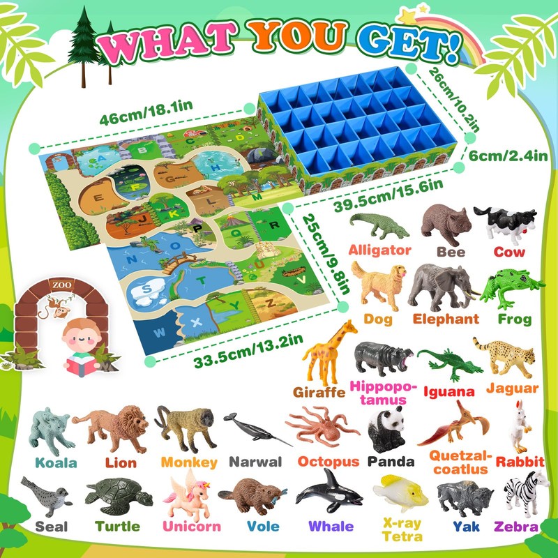 SnapGlowz Farm Animal Toys, Animal Figures Alphabet Learning Toys for