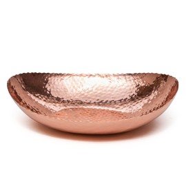 Monarch Abode 36601 Hand Hammered Metal Decorative Bowl, Modern Centerpiece Fruit Bowl for Kitchen Counter, 12.75 inch, Copper Plated