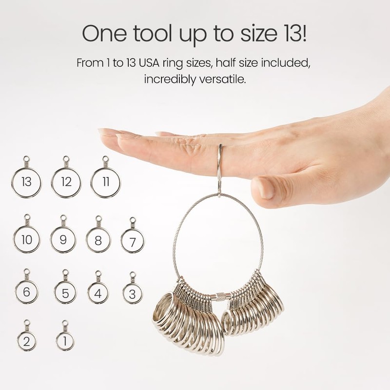 Meowoo Metal Ring Sizer Measuring Tool with Magnifier, Metal Ring