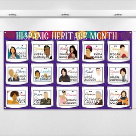 Nepnuser Hispanic Heritage Month Photo Booth Backdrop Famous Spanish Speaking People Decoration School Classroom Bulletin Board Indoor Outdoor Wall Decor-5.9×3.6ft