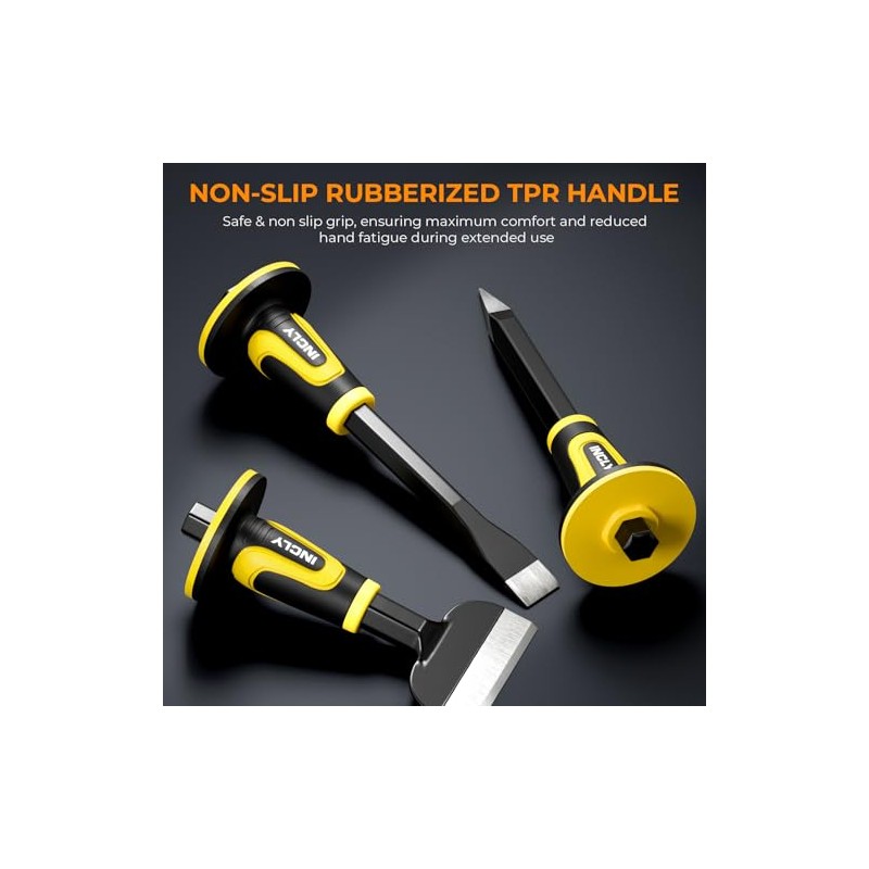 INCLY 3PCS Masonry Chisel Set with Hand Guard, Stone and