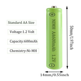 XFULL 12 Packs AA Ni-MH 600mAh Rechargeable Batteries 1.2v Doulbe A Size for Outdoor Solar Lights,TV Remotes,ElectronicToy