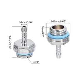 sourcing map Hose Barb Fittings G1/4 x 4mm Thread Male Brass Pipe Fitting Adapter for Water Cooling System Pack of 6