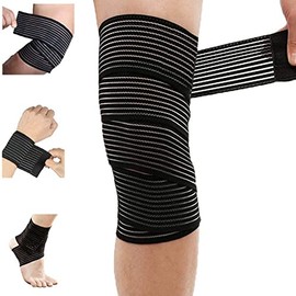 Rodillera elástica extra larga de compresión para piernas, fascitis plantar, ligamentos estabilizadores, dolor en las articulaciones, negro-1 pieza,  