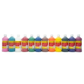 School Smart Washable Tempera Paints for School and Arts and Crafts Use, 16 Ounces Each, Assorted Colors, Set of 12