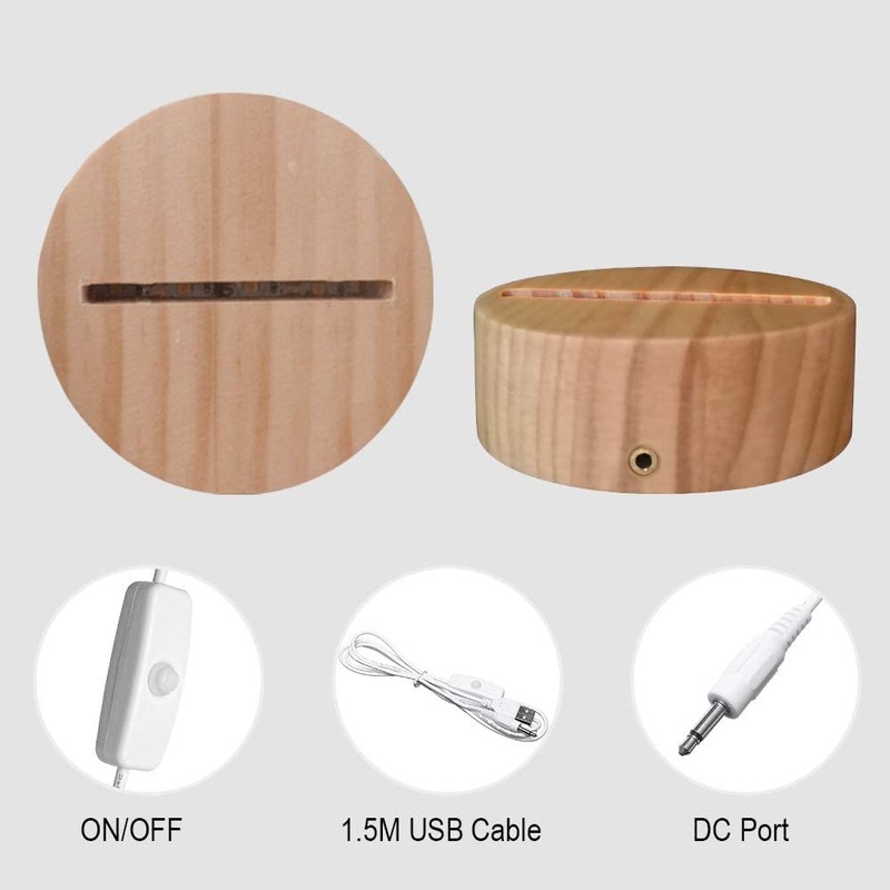 Airplane Night Light 3D Illusion Lamp,Soft Warm Colors Wood Table