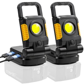 Tresda 18V/20V Cordless Work Light, 2Pack 25W Portable Flood Light Compatible with Makita 20V Max Battery, Bright COB LED Work Light with 3 Light Modes and Upgraded Low Voltage Protection(no Battery)