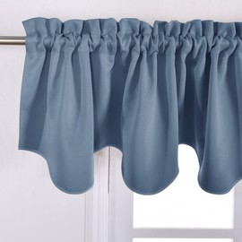 NICETOWN Farmhouse Valances for Windows, Rustic Home Decor Thermal Insulated Thick Curtain Valances Rod Pocket Casual Short Curtain for Kitchen/Laundry, 52 x 18, Stone Blue, Set of 2