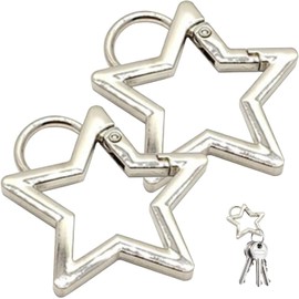 Pack of 2 Star Carabiner Clip, Star Shape Key Ring, Heavy Duty Star Keychain Clip, Polished Cute Carabiner for Craft Making