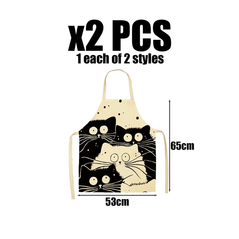 CHROMACRAFT Pack of 2 Black and White Cat Aprons, Cute