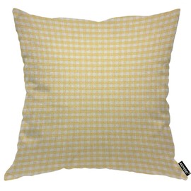 AOYEGO Gingham Yellow White Plaid Checkered Throw Pillow Cover Mesh Grid Tartan Lattice Line Striped Classic Pillow Case 18x18 Inch Decorative Men Women Boy Girl Room Cushion Cover for Home Couch Bed