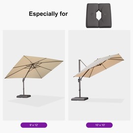 PURPLE LEAF Patio Umbrella Base PL290GT Heavy Duty Cantilever Umbrella Base Sand/Water Filled for Outdoor Garden Backyard, 198 Lbs